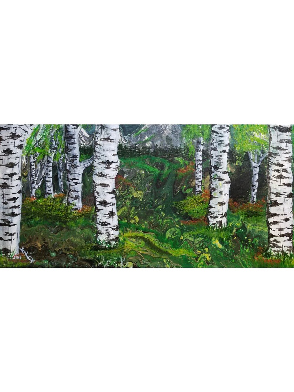 "Birch Forest" Art Print from my Original Work 9" x 18" Acid Free Paper